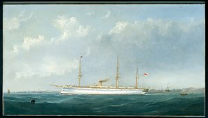 港を離れる軍隊「ユーフラテス」、1870年頃 作： George Mears